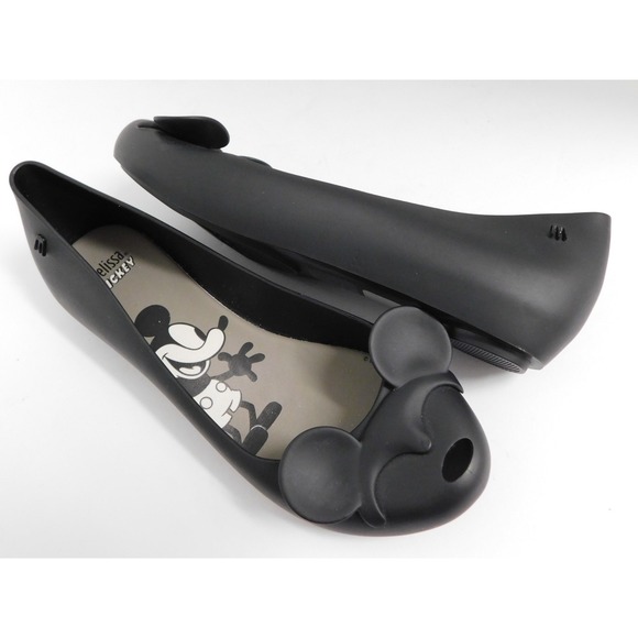 Mel Dreamed by Melissa Mickey and Minnie Mouse Black Flats-Size 9 - Picture 3 of 7